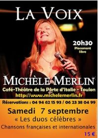 Concert de Michèle Merlin. Le samedi 7 septembre 2013 à Toulon. Var.  20H30